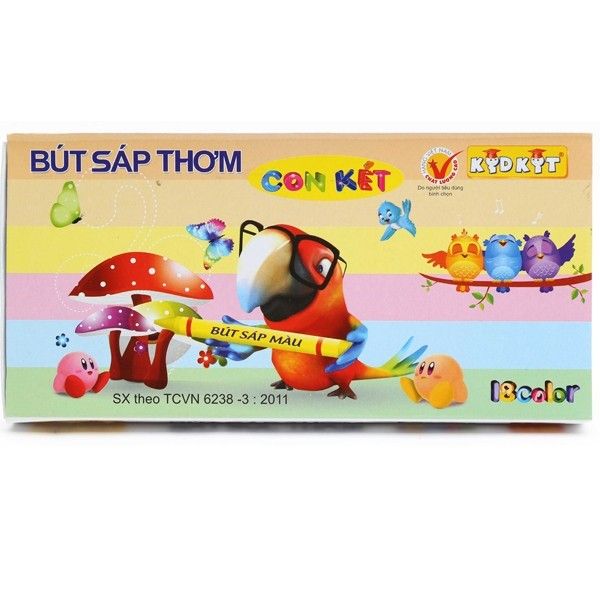  Bút Sáp Thơm Chim Két KidKit BST-004 - 18 Màu 