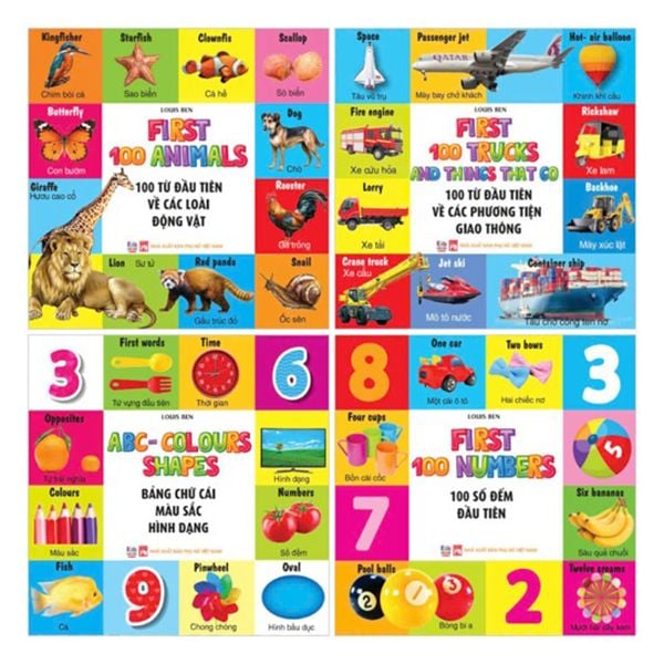 100 TỪ ĐẦU TIÊN CHO BÉ - TRỌN BỘ 4 TẬP
