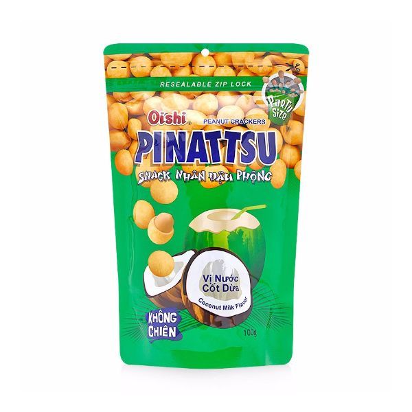  Snack Nhân Đậu Phộng Pinattsu - Vị Nước Cốt Dừa (85g) 