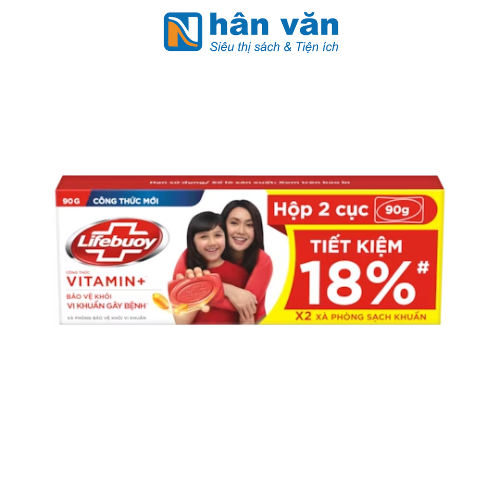  Xà Phòng Lifebuoy Vitamin + Bảo Vệ Vượt Trội 10 - Hộp 2 Cục 90g 