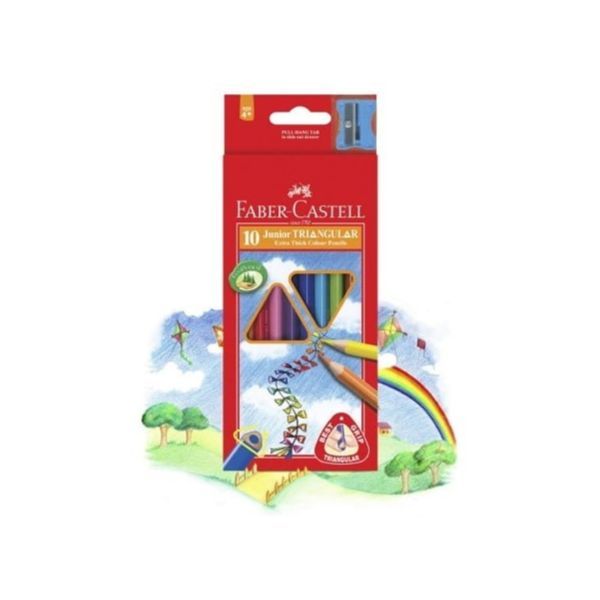  Faber - Castell - 11653810 - Chì Màu Junior Triangular - 10 Màu Dài + Chuốt 