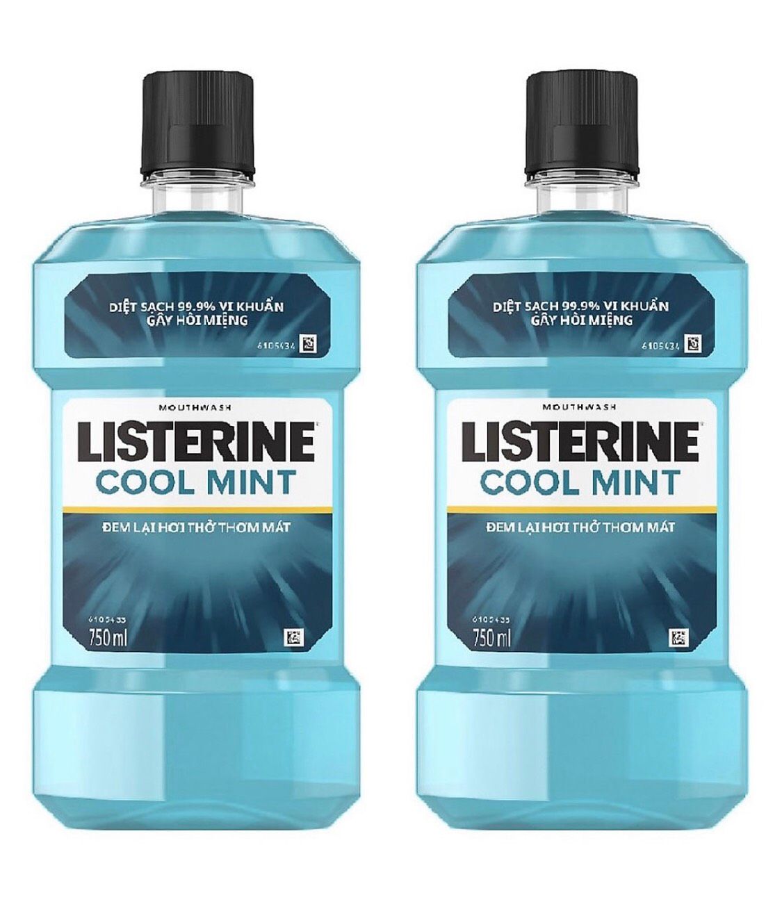  Bộ Đôi Nước Súc Miệng Hương Bạc Hà Listerine Cool Mint - 750ml/ Chai 