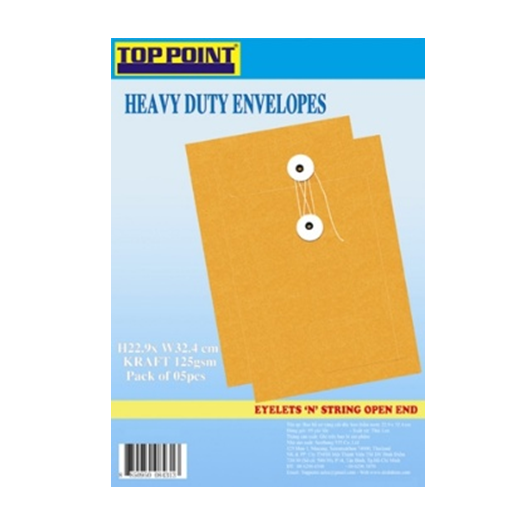 Bao Hồ Sơ Toppoint Cột Dây Keo Thấm Nước 22.9 x 32.4 cm (5 Cái/Lốc)