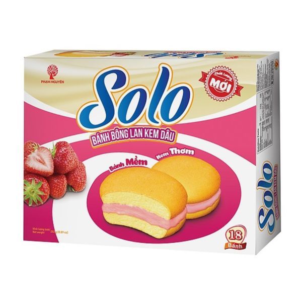  Bánh Bông Lan Kem Dâu Solo (252g) 
