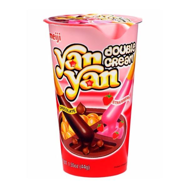  Bánh Que Yan Yan Double Cream Socola - Dâu (Ly 44g) 