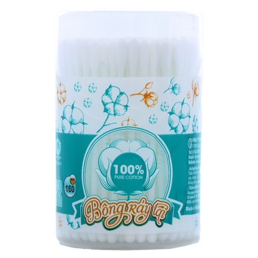  Bông Ráy Tai Lovely 100% Pure Cotton (Hộp Tròn 160 Que) 