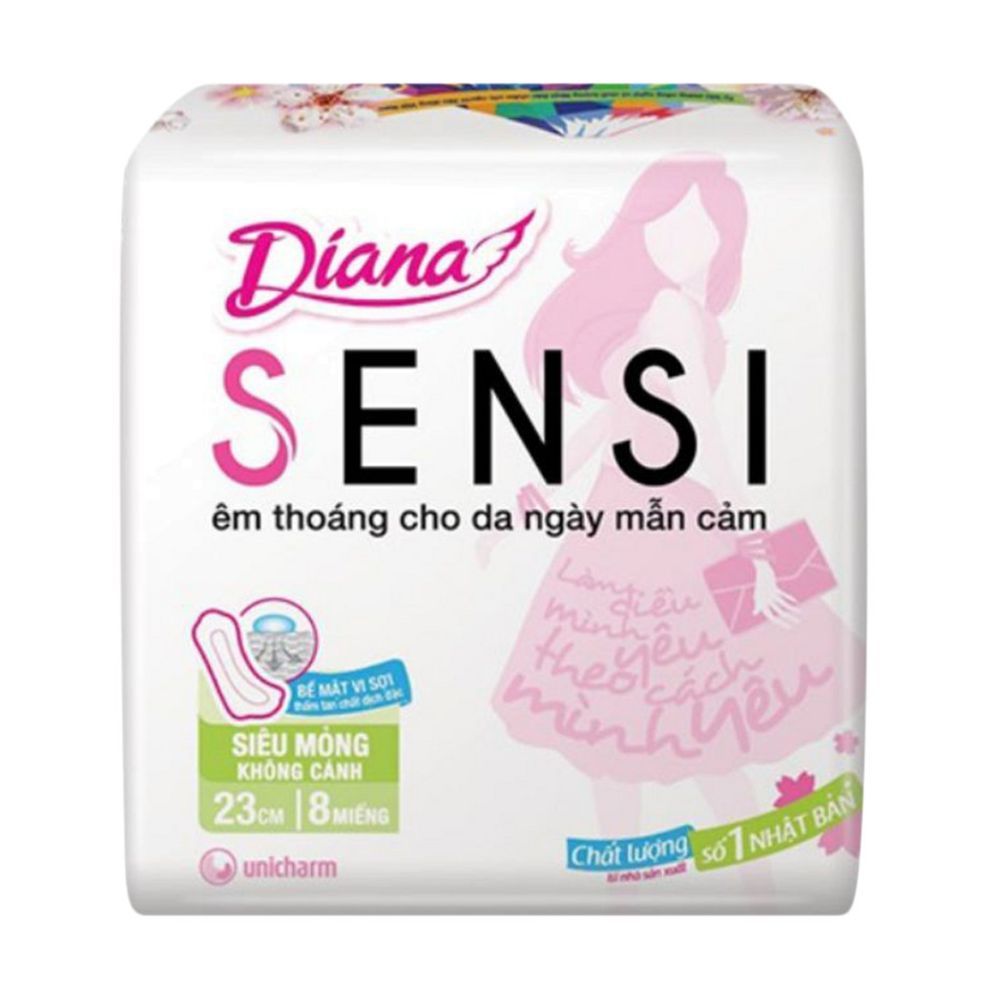  Băng Vệ Sinh Diana Sensi Siêu Mỏng Không Cánh (8 Miếng) 