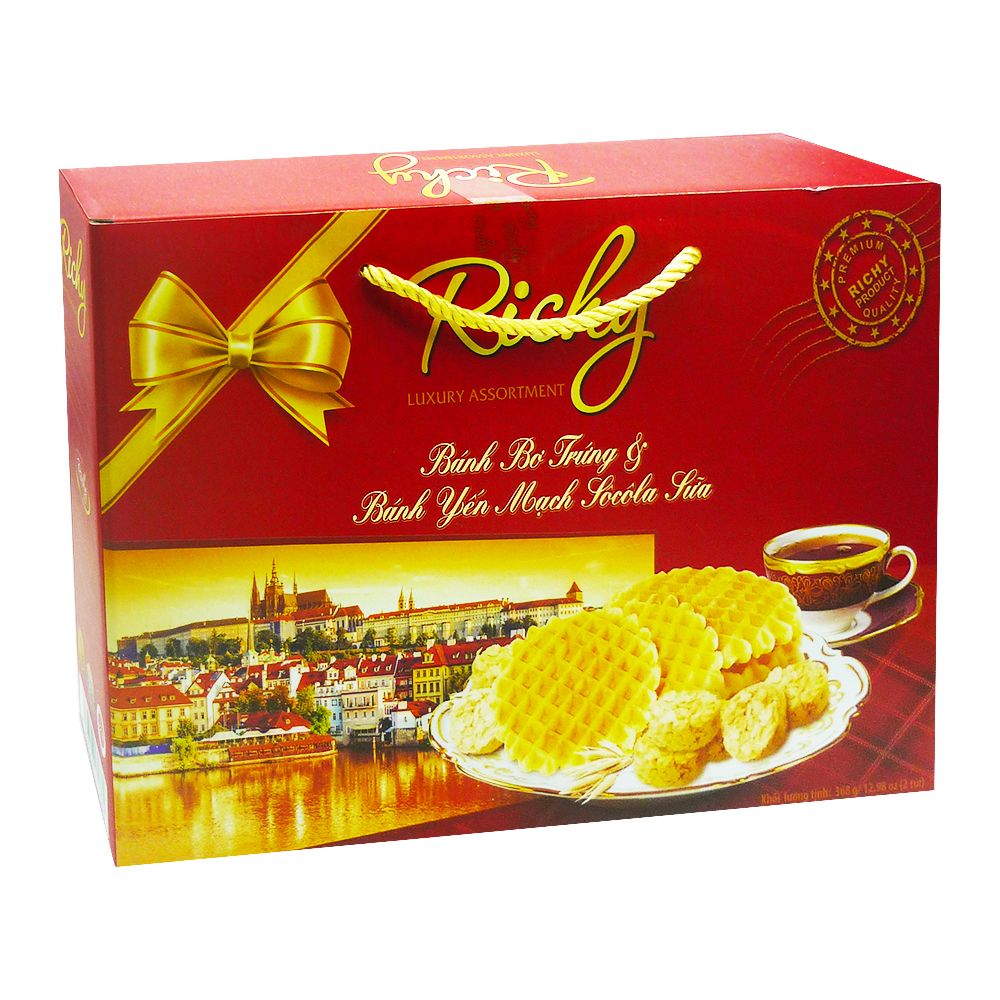  Bánh Richy - Bánh Bơ Trứng Và Bánh Yến Mạch, Socola Sữa 368g 