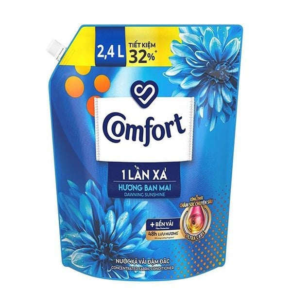 Nước Xả Vải Comfort Đậm Đặc 1 Lần Xả Hương Ban Mai Túi 2.4 Lít