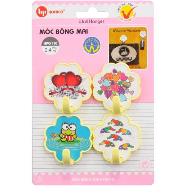  Bộ 4 Móc Dán Tường Bông Mai Hofaco HPG110 