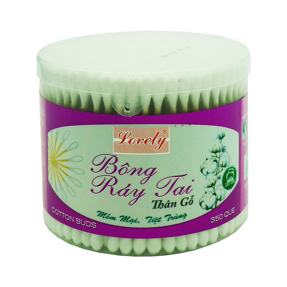  Bông Ráy Tai Lovely Thân Gỗ Mềm Mại Tiệt Trùng (Hộp Tròn 350 Que) 