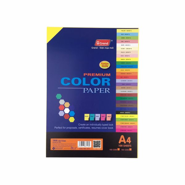 Bìa A4 Màu PGRAND TMG - 8116 (100 tờ/xấp) - 160 gsm