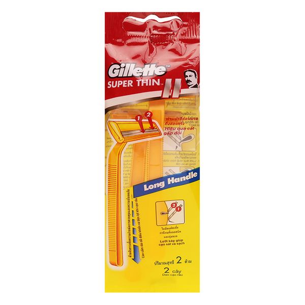 Bịch 2 Dao Cạo Râu Cán Vàng Gillette Super Thin