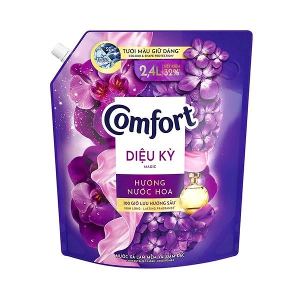 Nước xả vải Comfort đậm đặc hương nước hoa thiên nhiên diệu kỳ túi 2.4 lít