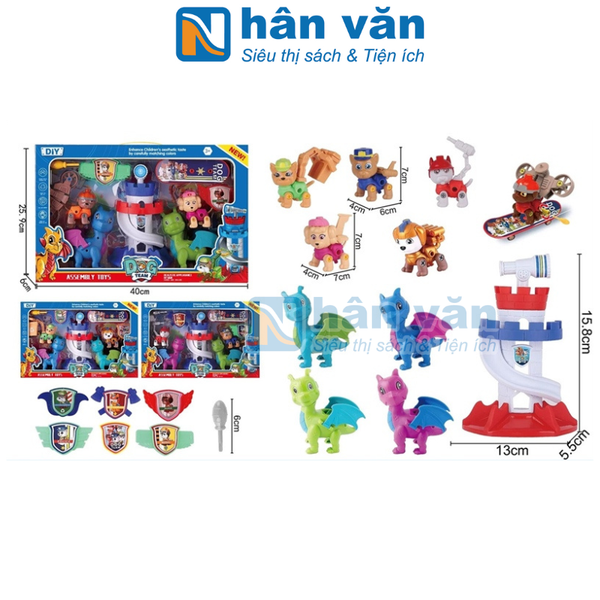 Bộ Sưu Tập Đồ Chơi Chó Cứu Hộ 2C + 2C Rồng + Đài Quan Sát + ốc vít 627-12
