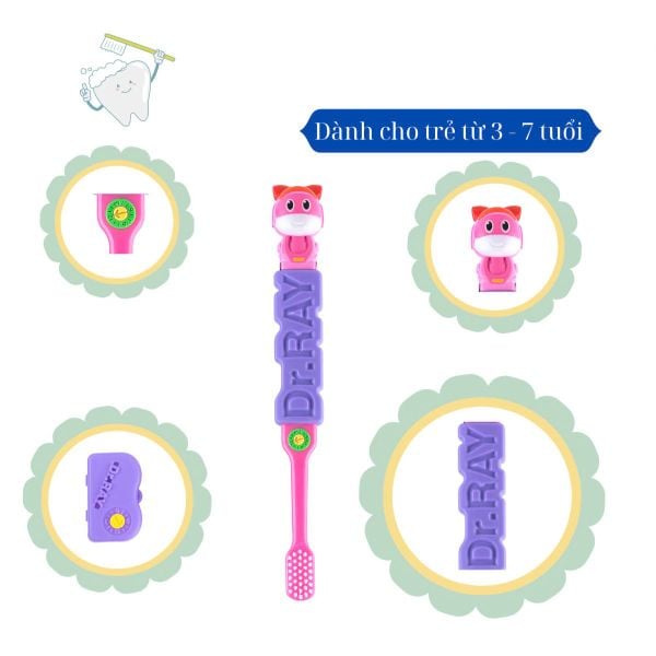 Bàn Chải Đánh Răng Trẻ Em Gogo Dino Dr.Ray ( D77) - Dành Cho Bé Gái