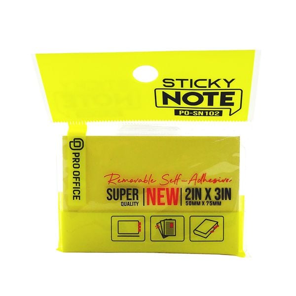  Giấy Note Pro Office 2x3 In PO-SN102 Màu Vàng 