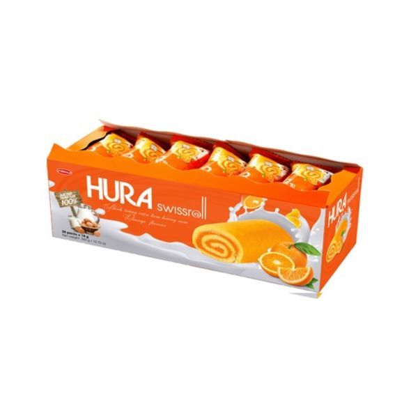  Bánh Trứng Cuộn Kem Hương Cam Hura (18g x 20 Gói) 