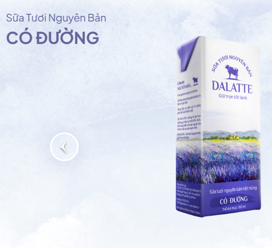  DALATTE 180ml SỮA TƯƠI NGUYÊN BẢN tiệt trùng - Có đường 