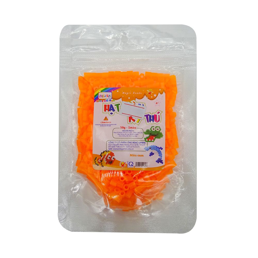  EDUGAMES Chơi Mà Học - Hạt Màu Kỳ Thú - Màu Cam (50g) 