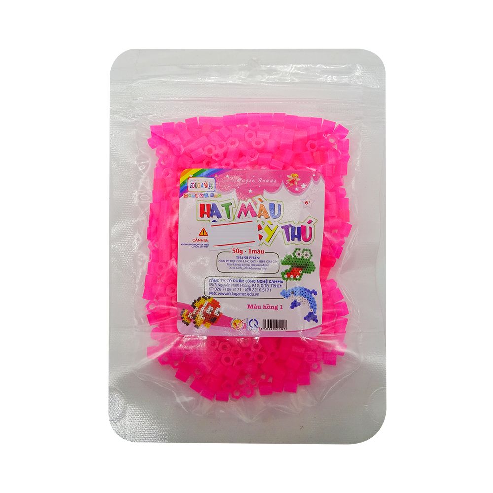  EDUGAMES Chơi Mà Học - Hạt Màu Kỳ Thú - Màu Hồng 1 (50g) 