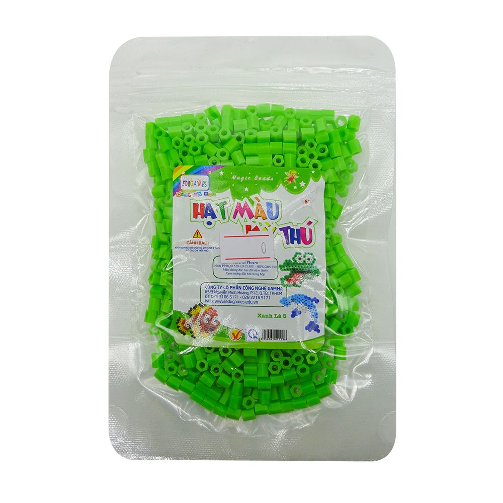  EDUGAMES Chơi Mà Học - Hạt Màu Kỳ Thú - Màu Xanh Lá 3 (50g) 