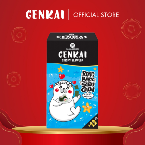 Snack Tảo Biển Siêu Giòn GENKAI Vị Olive Ý Truyền Thống 42g (3.5g x 12 gói)