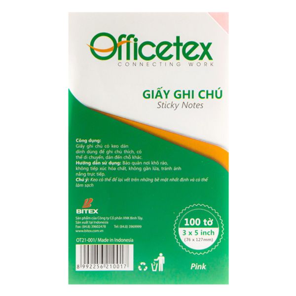  Giấy Ghi Chú Officetex - Pink (3x5 inch) 