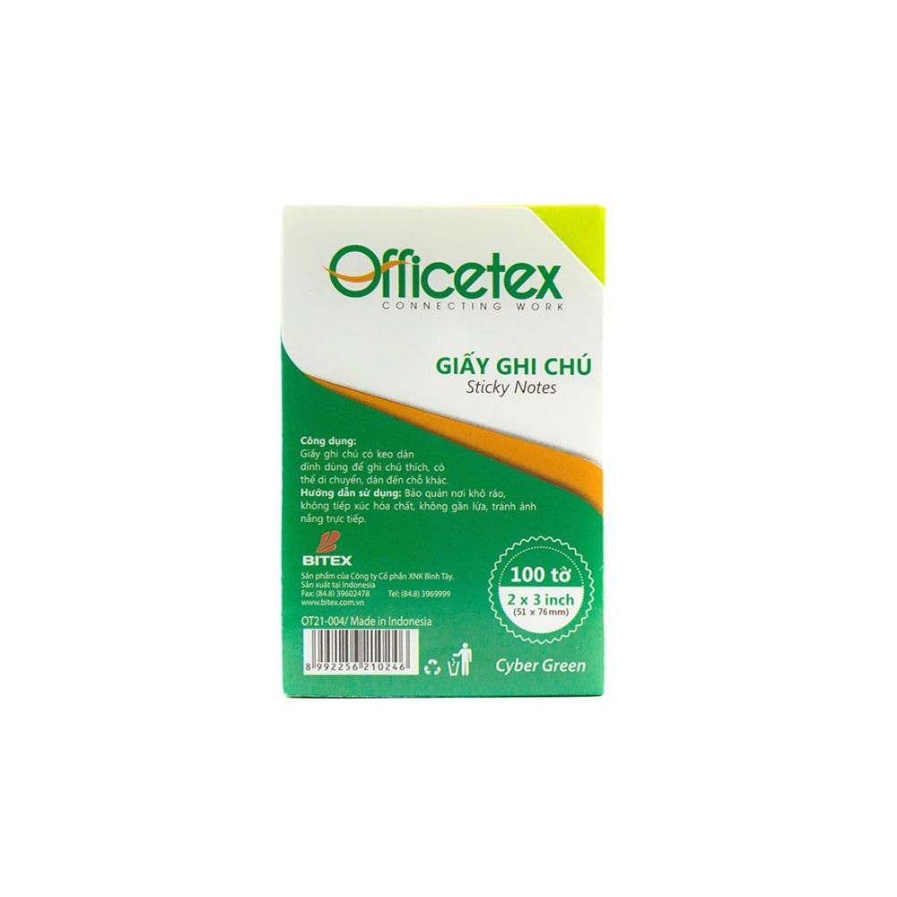  Giấy Ghi Chú Officetex - Cyber Green (2x3 inch) 