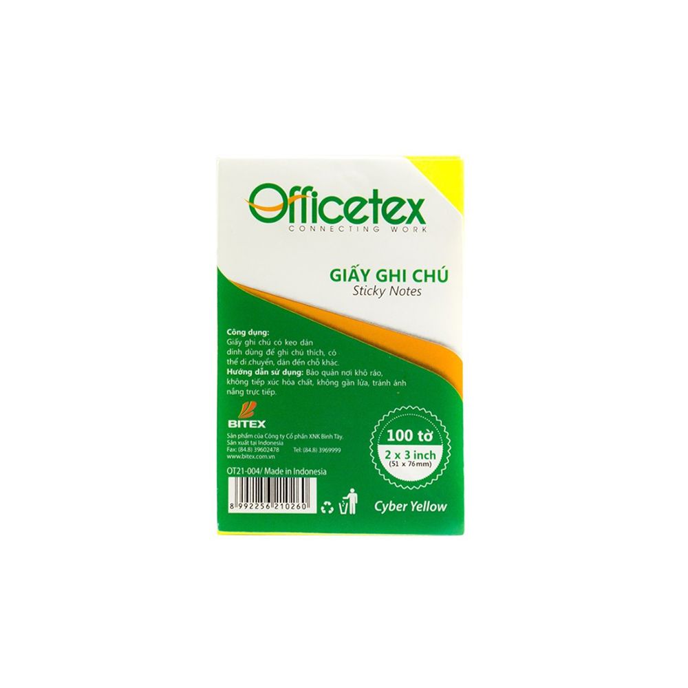  Giấy Ghi Chú Officetex - Cyber Yellow (2x3 inch) 