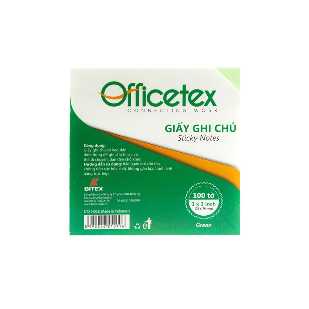  Giấy Ghi Chú Officetex - Green (3x3 inch) 