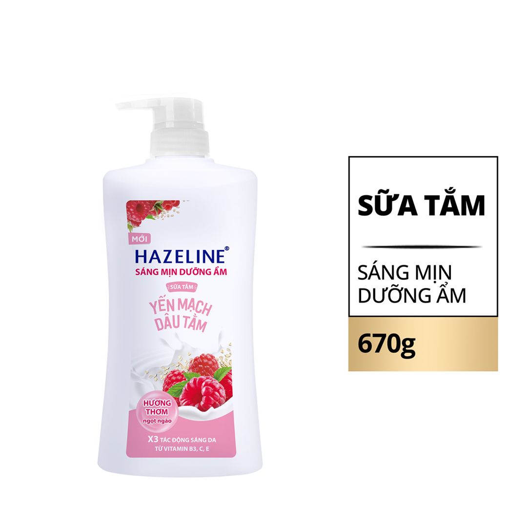  Sữa Tắm Hazeline Sáng Mịn Dưỡng Ẩm Yến Mạch & Dâu Tằm 670g 