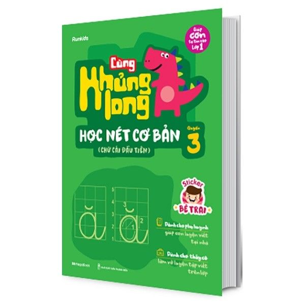  Cùng Khủng Long Học Nét Cơ Bản Quyển 3 (Chữ Cái Đầu Tiên) Bé Trai 