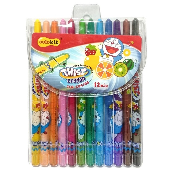 Bút Sáp Vặn TCR-C04/DO - 12 Màu - Thiên Long