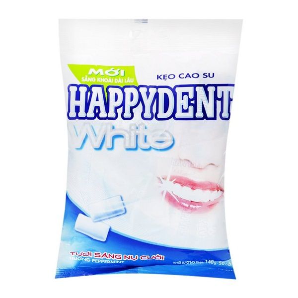  Kẹo Cao Su Happydent White Hương Bạc Hà (140g) 