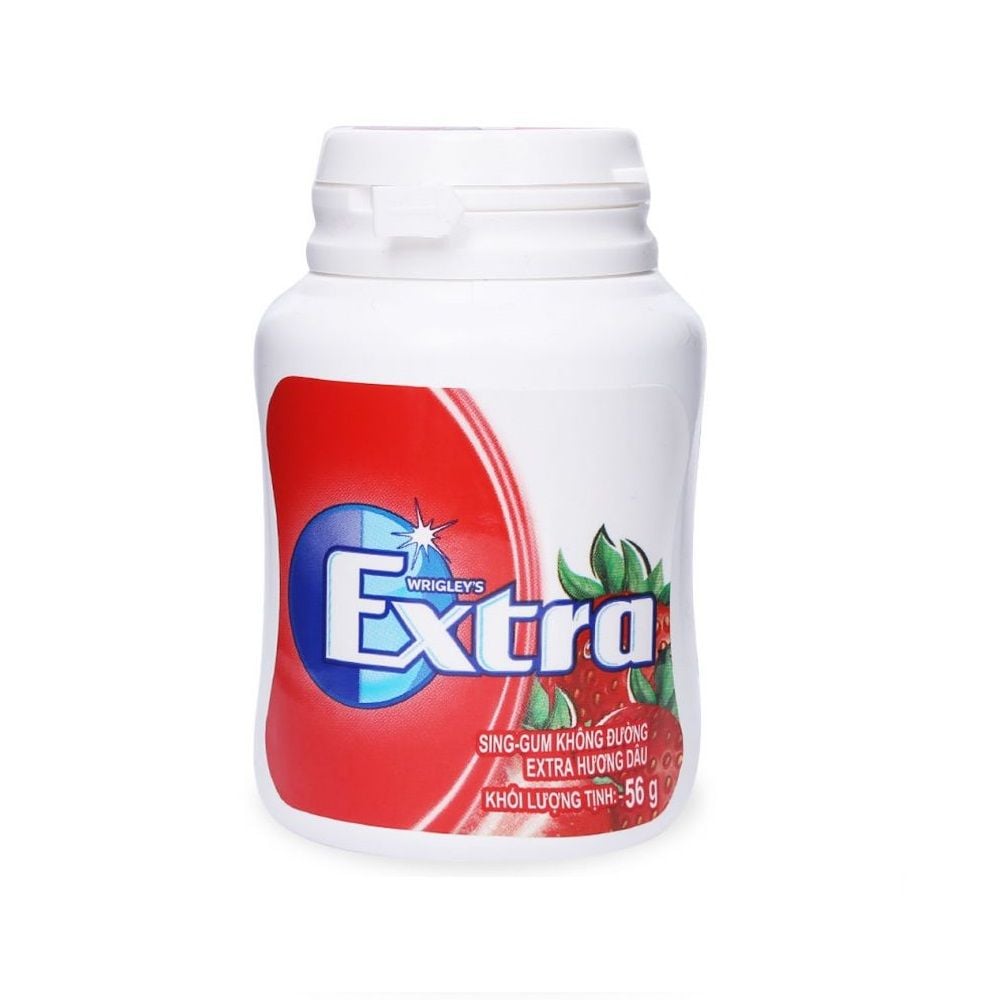  Kẹo Gum Không Đường Extra Xylitol Wrigley's Hương Dâu (56g) 