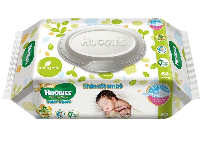  Khăn Ướt Huggies Em Bé Không Mùi (64 Miếng/Gói) 