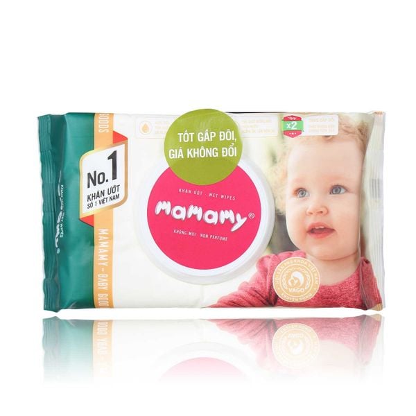  Khăn Ướt Mamamy Không Mùi (80 Miếng/Gói) 