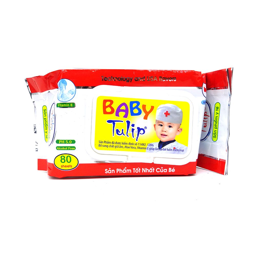  Khăn Giấy Ướt Baby Tulip ( 80 Tờ/ Gói) 