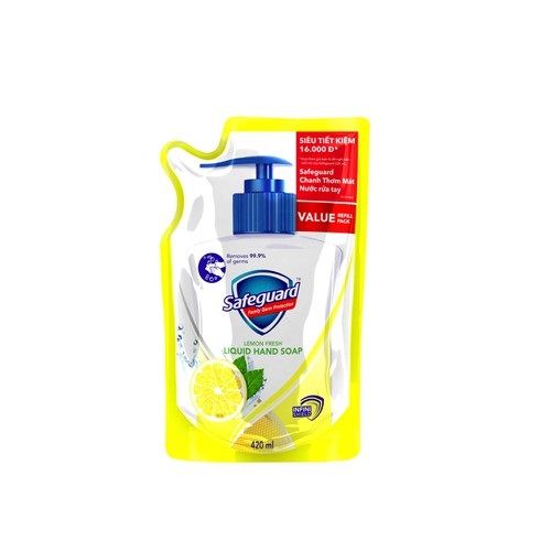  Nước Rửa Tay Túi SafeGuard Hương Chanh - 420ml 