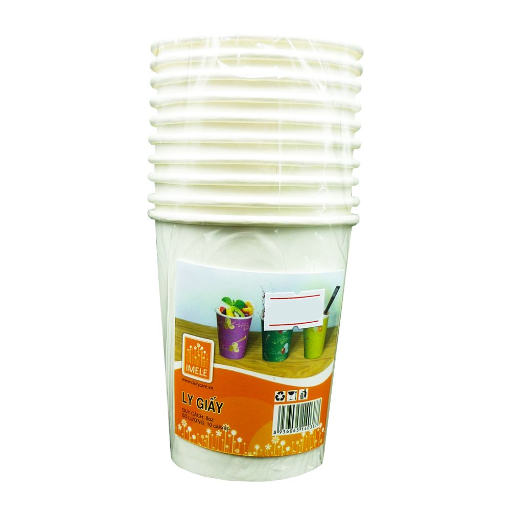  Lốc 10 Ly Giấy Trắng (8oz) 