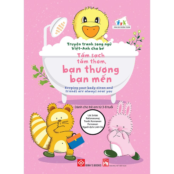  Truyện Tranh Song Ngữ Việt - Anh Cho Bé - Tắm Sạch Tắm Thơm Bạn Thương Bạn Mến 