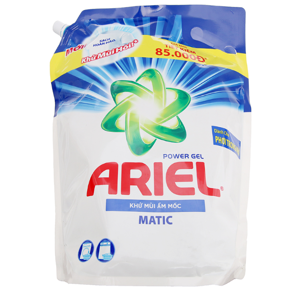  Nước Giặt Ariel Matic Khử Mùi Âm Mốc Túi 3.25kg 