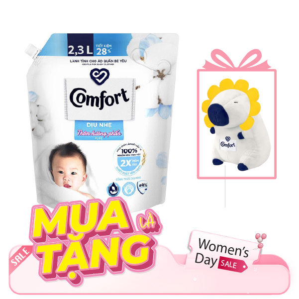 COMFORT NX Mềm Vải Dịu Nhẹ Thơm Hương Phấn 2.3L/4 túi