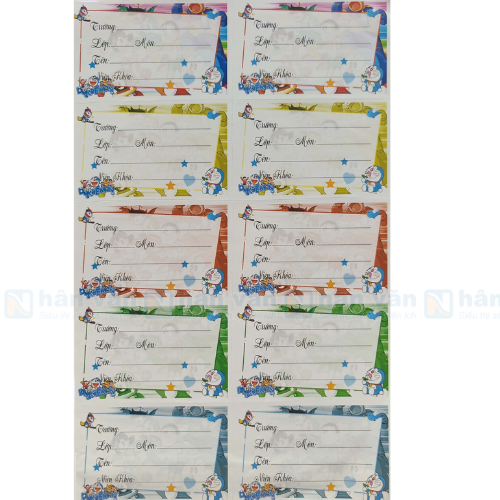  Nhãn Vở Học Sinh 10 Ô Đại 