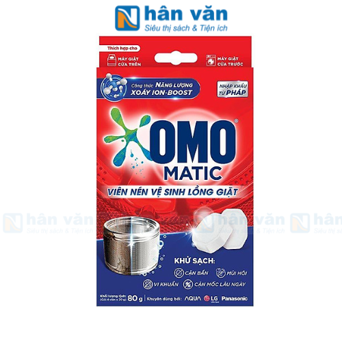  Viên Nén Omo Matic Vệ Sinh Lồng Giặt 80g 