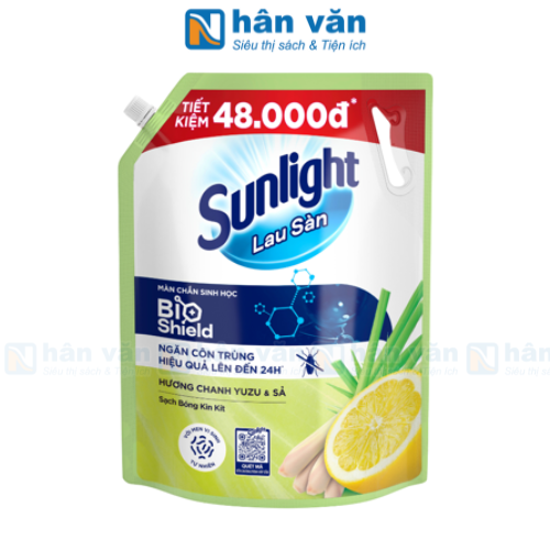  Nước Lau Sàn Sunlight BIOSHIELD Chanh Yuzu & Sả Túi 3.4kg 