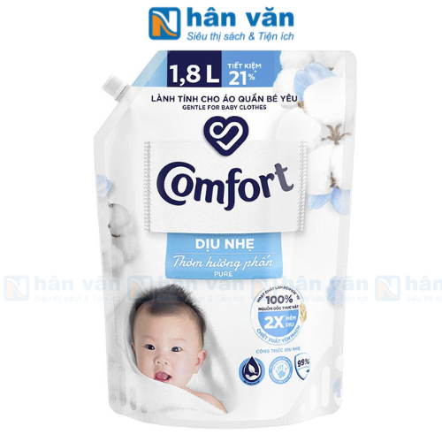  Nước Xả Vải Comfort Baby Dịu Nhẹ Thơm Hương Phấn Túi 1.8L 