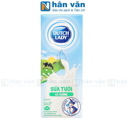  Sữa Tươi Tiệt Trùng Dutch Lady Có Đường Hộp 180ml 