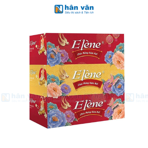  Lốc 3 Hộp Khăn Giấy Elène 2 Lớp 120 Tờ Phiên Bản Tết 